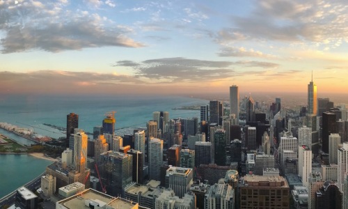 chicago apartment rooftop deck skyline views outdoor living urban relaxation